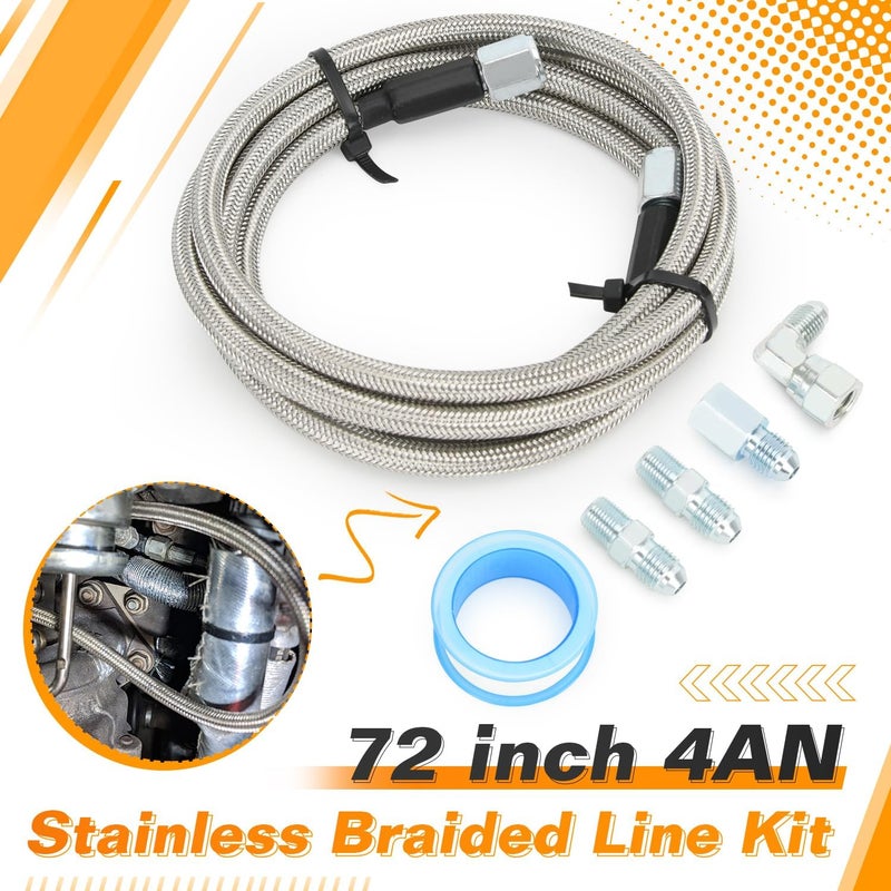 SJDYYMX 72 inch Stainless Braided Line 4AN Multi Size Remote Turbocharger Sensor Teflon Gauge Line Kit - Image 2